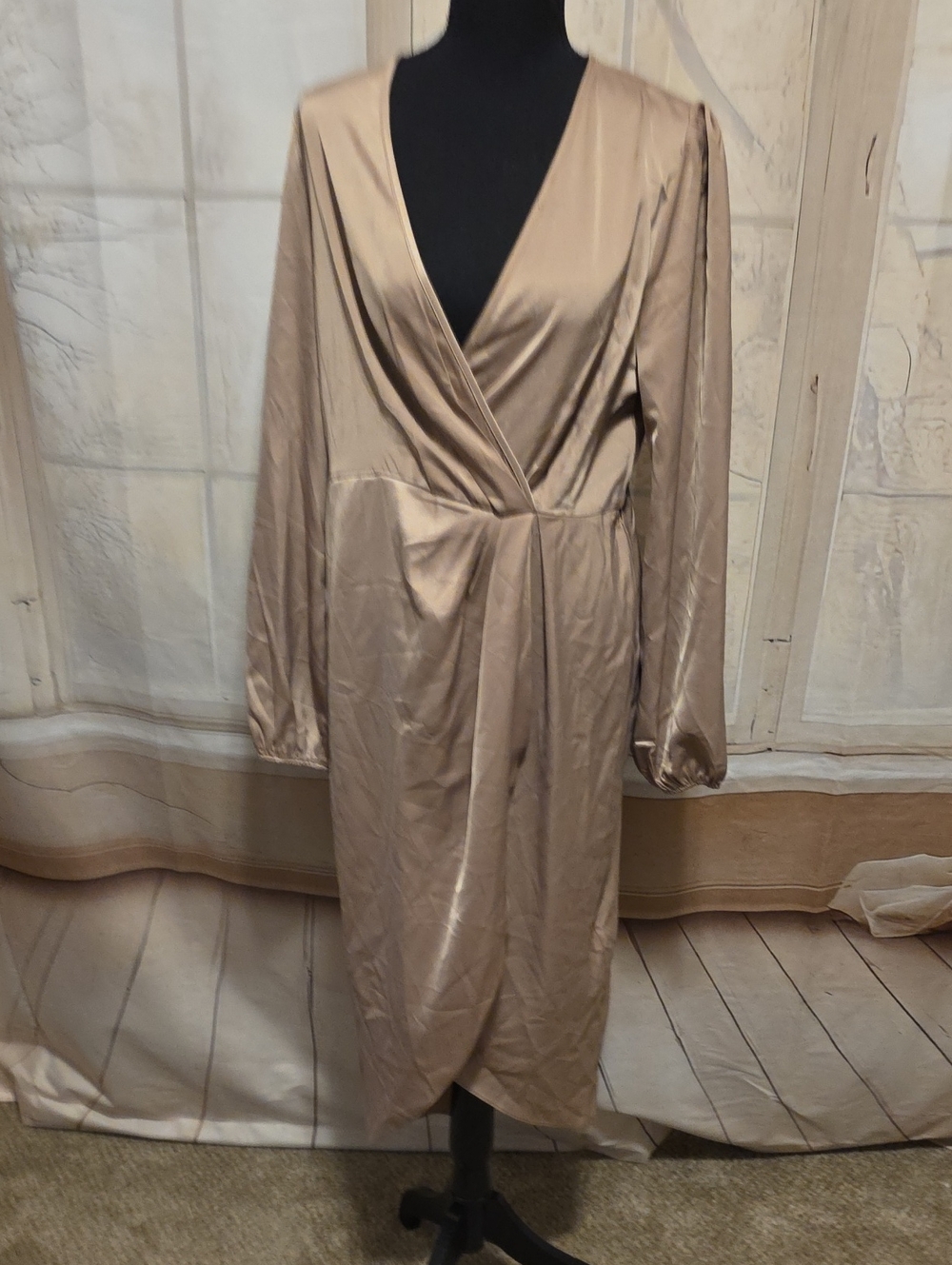 Kohl's Satin Wrap Dress in Champagne